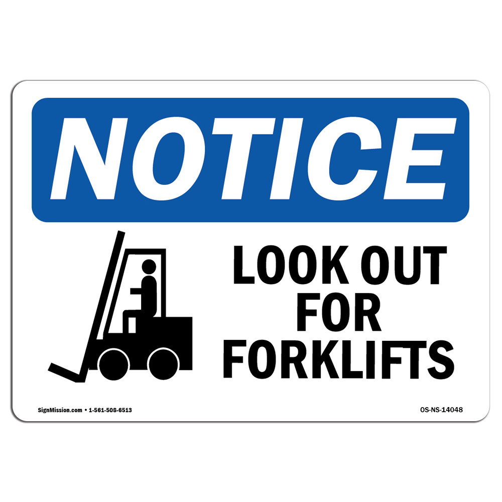 Look Out For Forklifts With Symbol OSHA Notice Sign Metal Plastic Decal ...