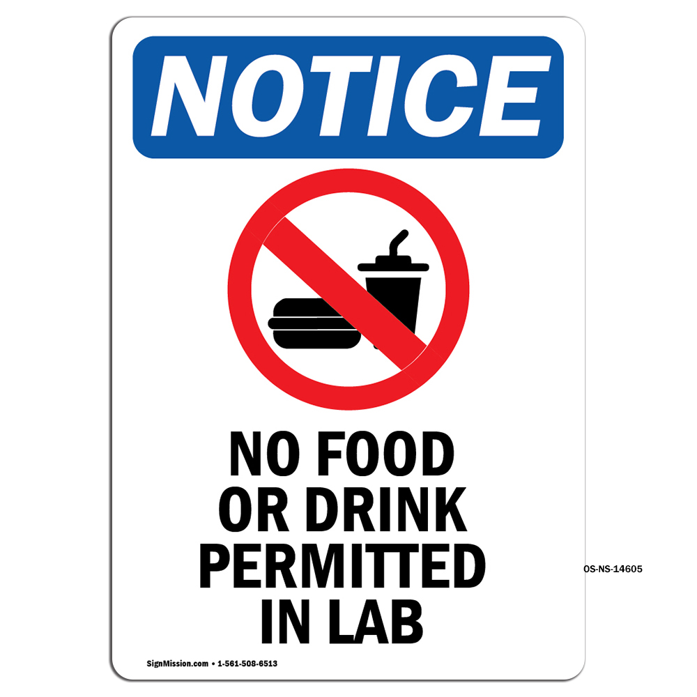 No Food Or Drink Permitted With Symbol OSHA Notice Sign Metal Plastic Decal
