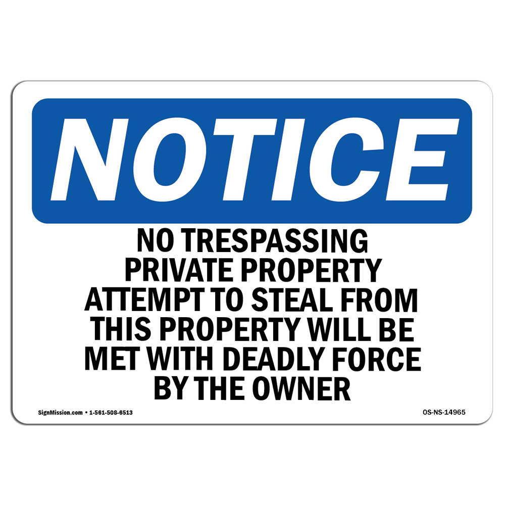 No Trespassing Private Property Attempts OSHA Notice Sign Metal Plastic Decal