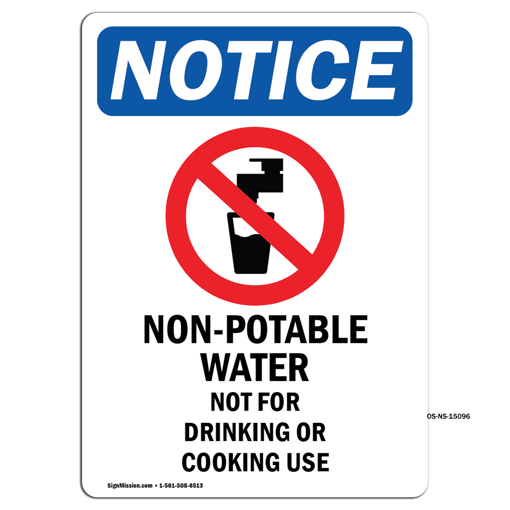 Non-Potable Water Not With Symbol OSHA Notice Sign Metal Plastic Decal