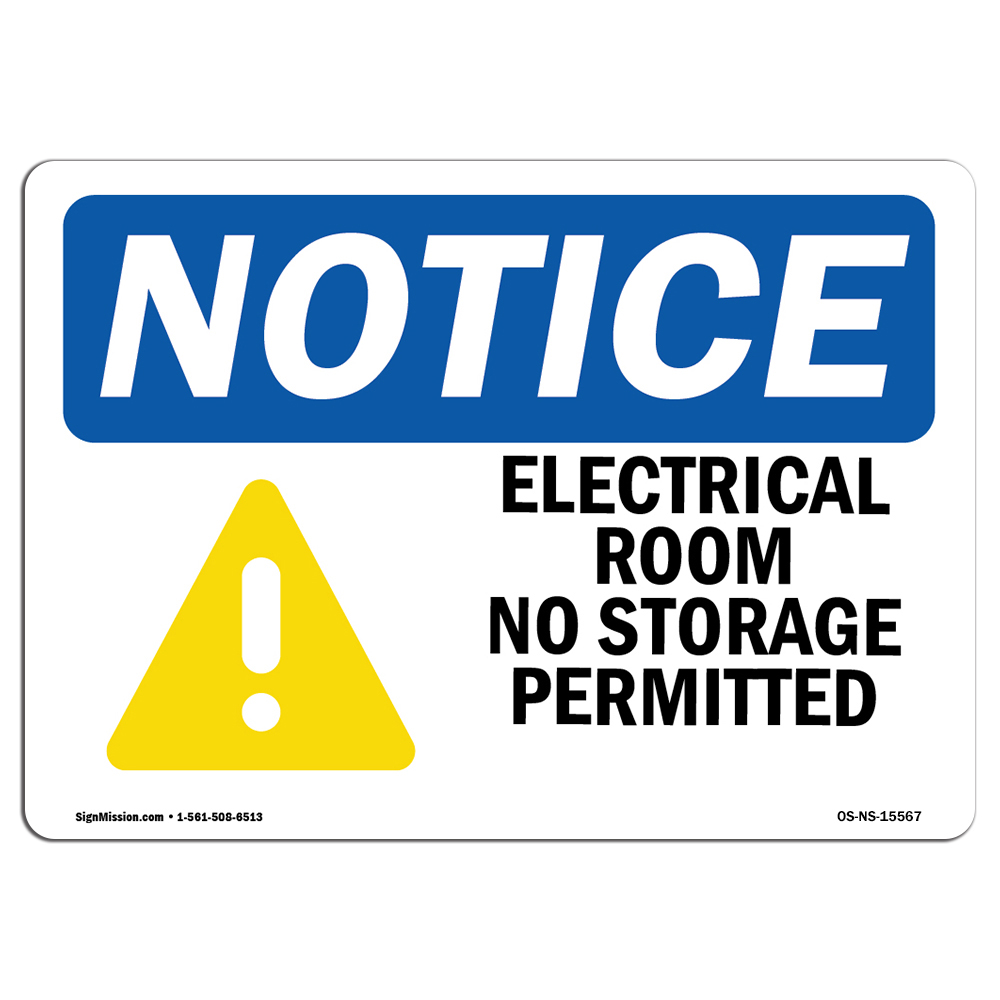 Electrical Room No Storage Permitted OSHA Notice Sign Metal Plastic Decal