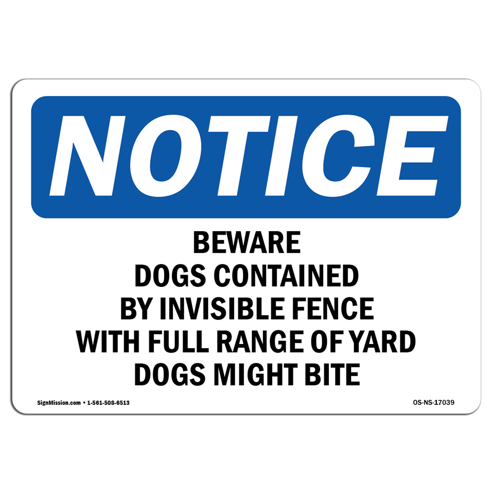 Beware of Dog OSHA Notice Sign Metal Plastic Decal