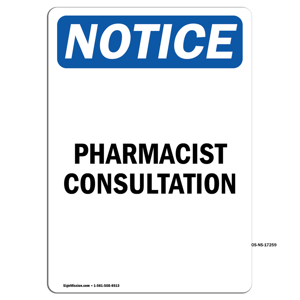 Apotheker Beratung OSHA Hinweisschild Metall Kunststoff Aufkleber - Bild 1 von 13