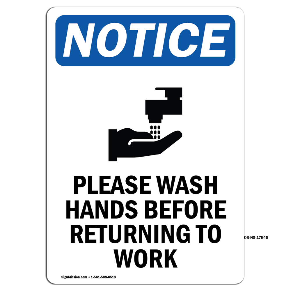 Please Wash Hands Before With Symbol OSHA Notice Sign Metal Plastic ...