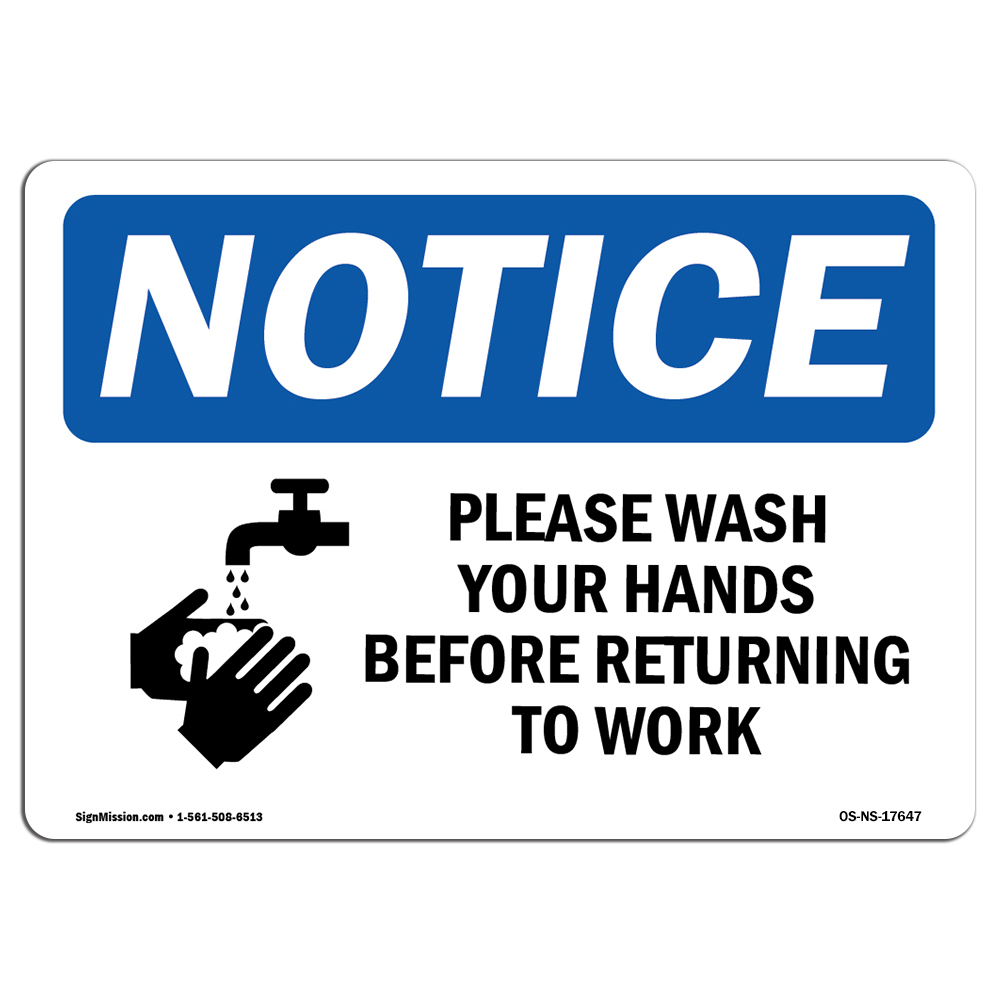 Please Wash Your Hands Before With Symbol OSHA Notice Sign Metal Plastic Decal