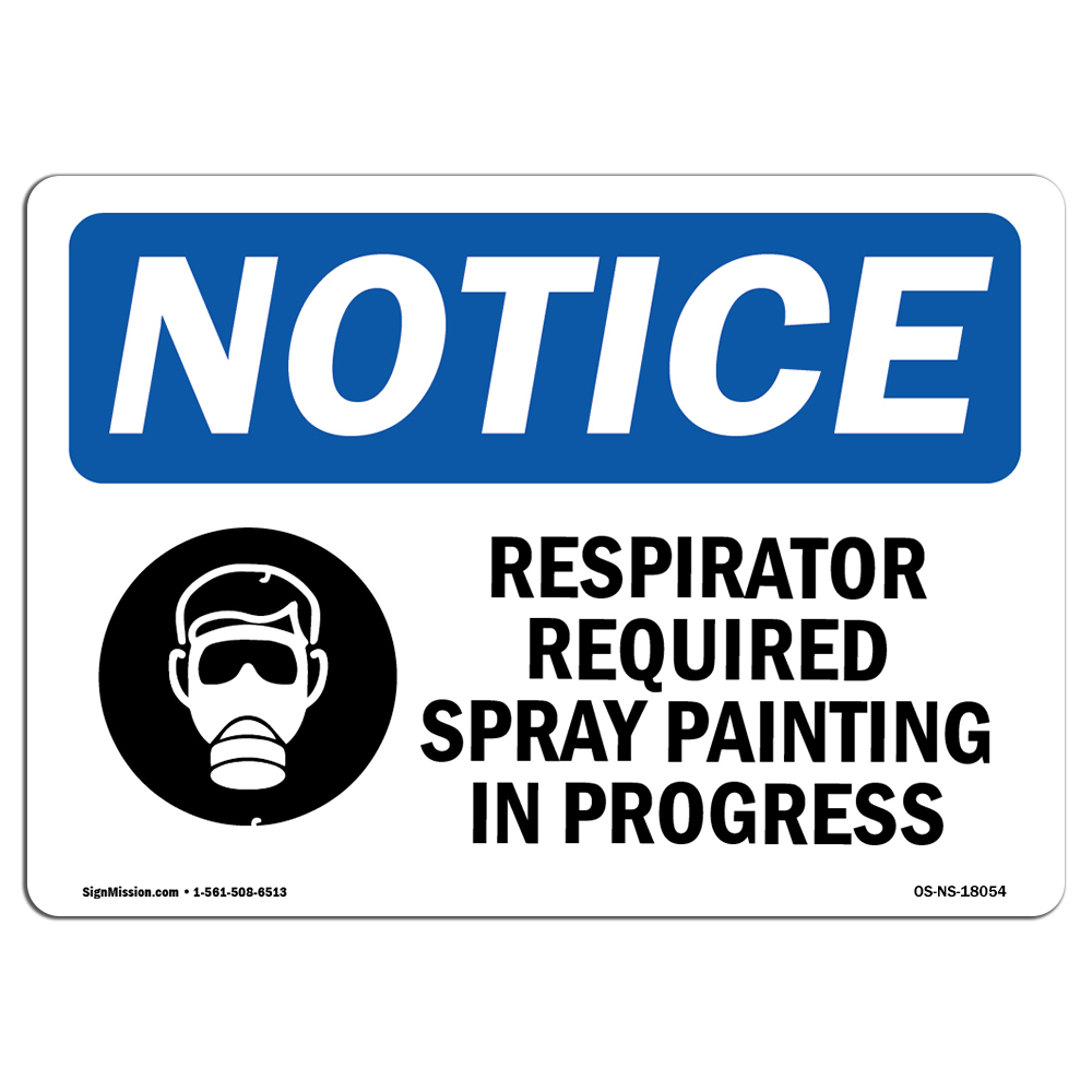 Respirator Required Spray Painting With Symbol OSHA Notice Sign Metal Plastic