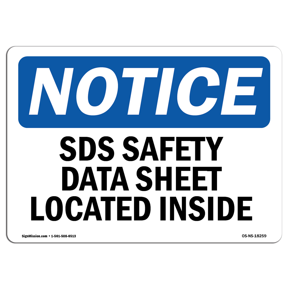 SDS Safety Data Sheet Located Inside OSHA Notice Sign Metal Plastic Decal