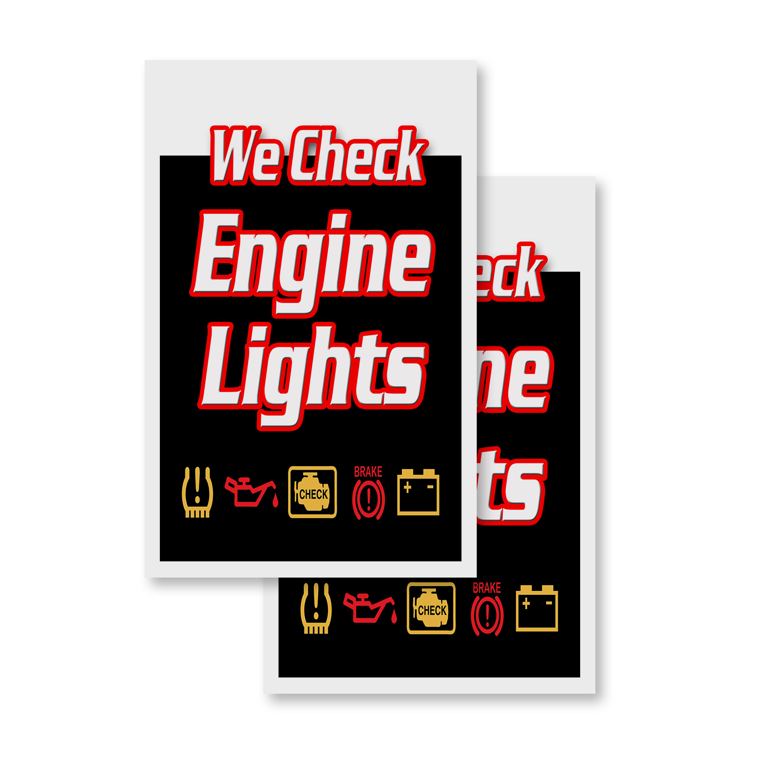 We Check Engine Lights 24" x 36" 2 Pack Of Store Sign Plastic Or Decal - Picture 3 of 4