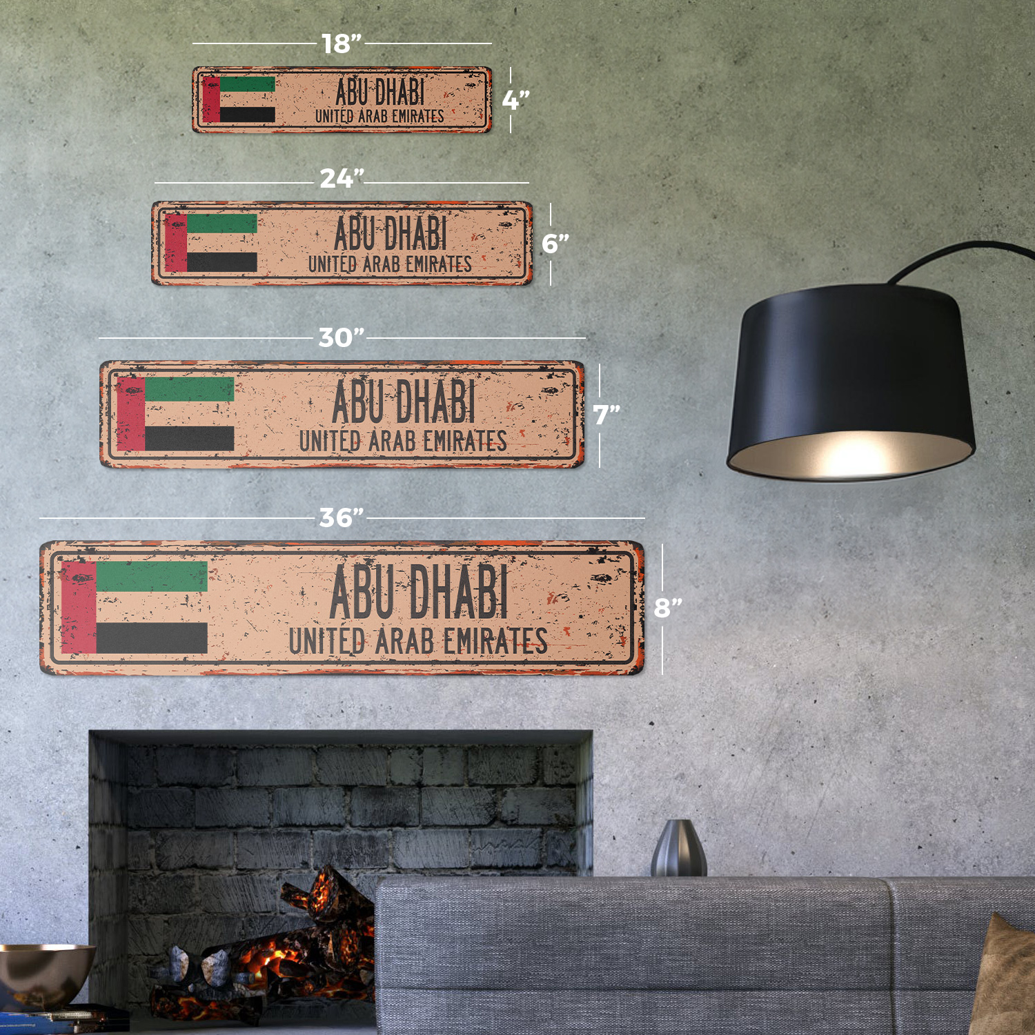 Dubai UAE Aluminium Straßenschild - 40x10 Cm Emirati Flagge Stadt Land Straße Dekoration