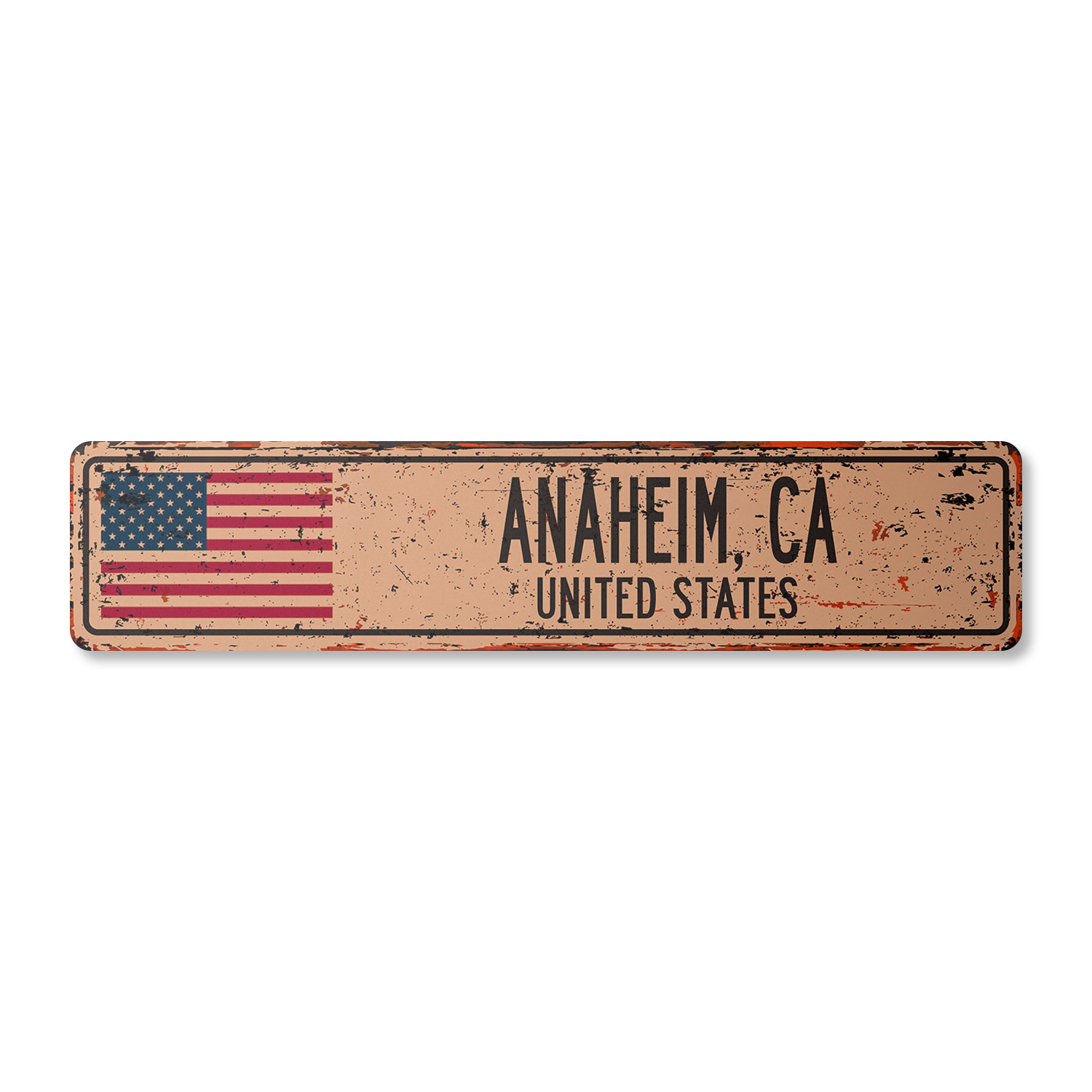 ANAHEIM CA UNITED STATES Vintage Street Sign American flag city