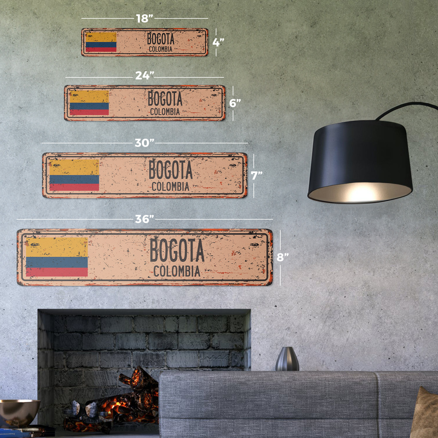 BOGOTA COLOMBIA Vintage Street Sign Colombian flag city country