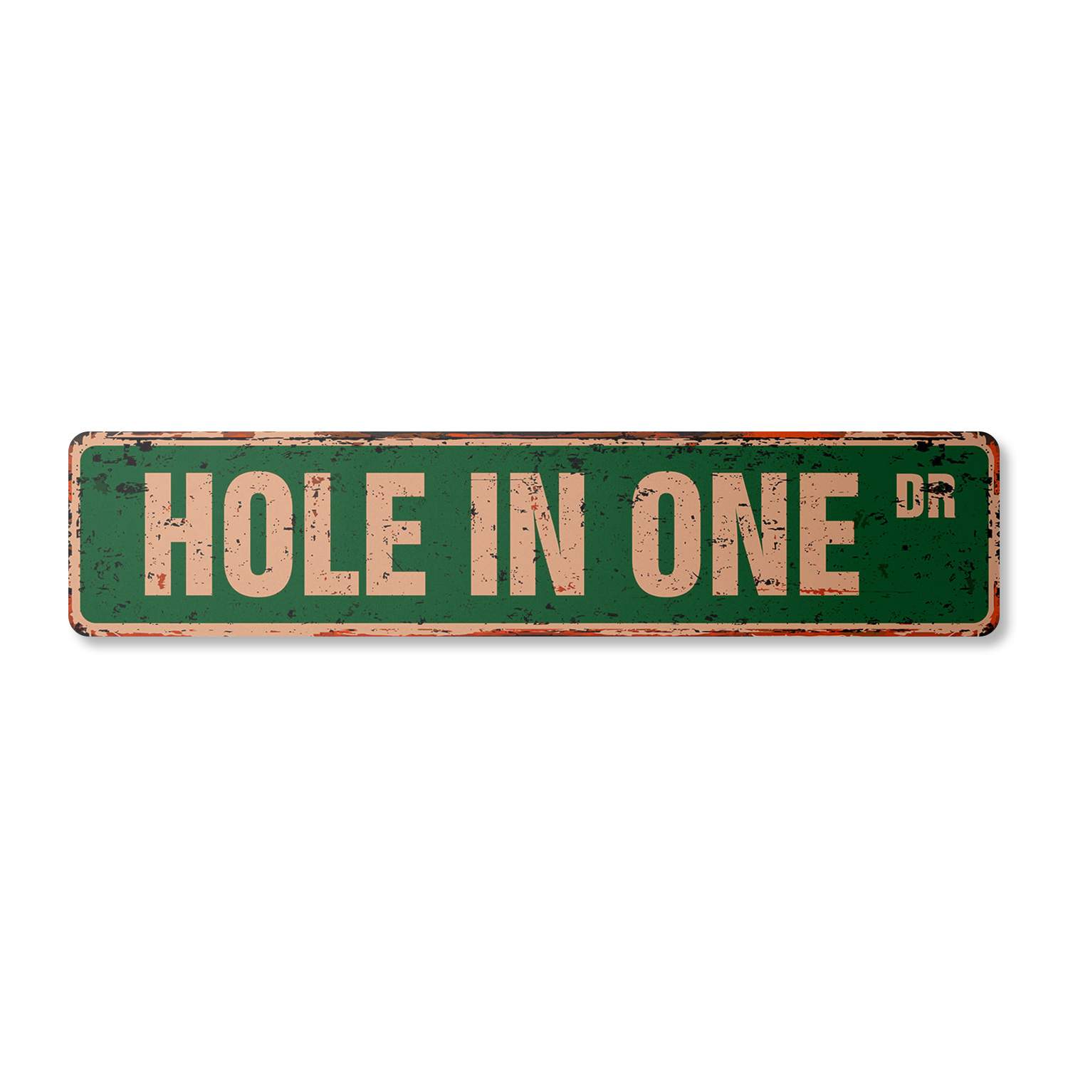 HOLE IN ONE Vintage Street Sign Metal Plastic golfer golf clubs 