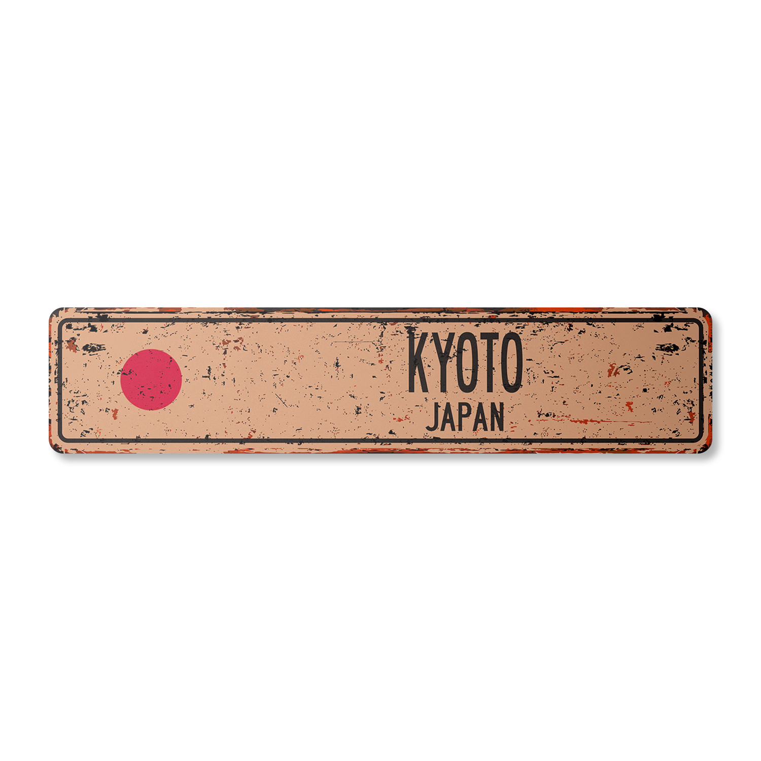 KYOTO JAPAN Vintage Street Sign Japanese flag city country road