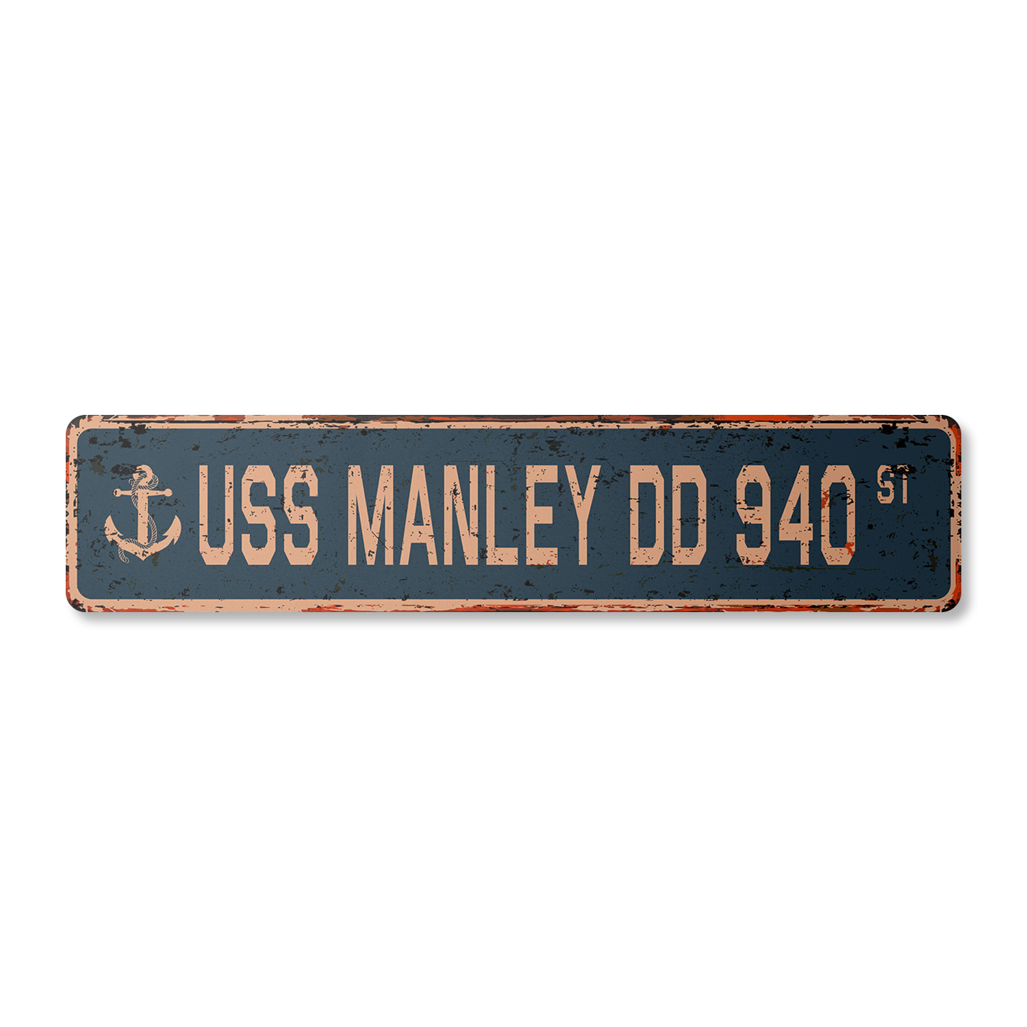 USS MANLEY DD 940 Vintage Street Sign us navy ship veteran
