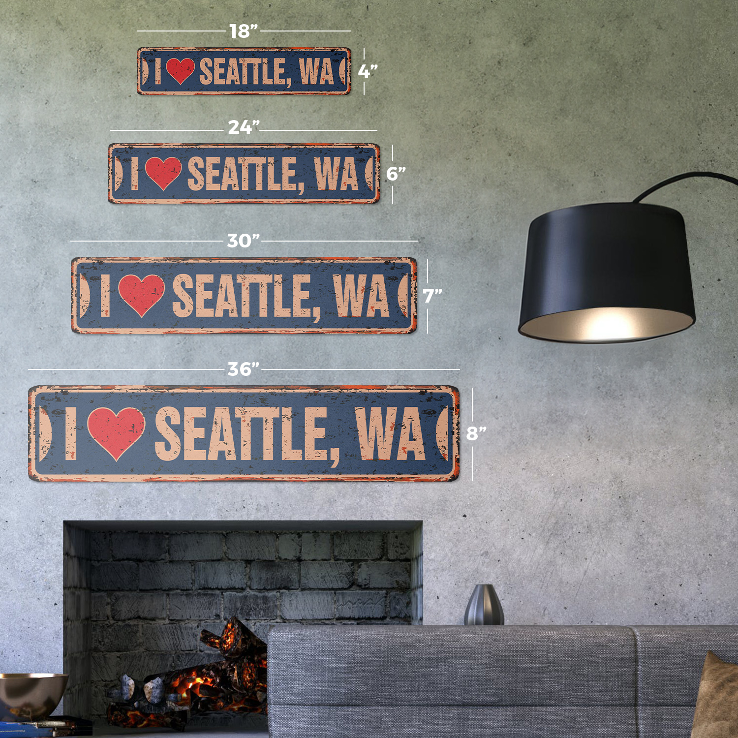 I LOVE SEATTLE WASHINGTON Vintage Street Sign wa city state us