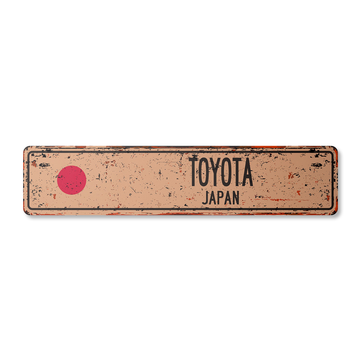 看板非レトロ TOYOTA JAPAN Vintage Street Sign Japanese flag city country road