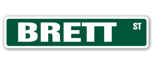 BRETT Street Sign Childrens Name Room Metal Sign Decal - Picture 1 of 16