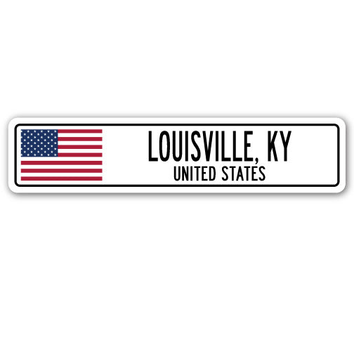 LOUISVILLE KY VEREINIGTE STAATEN Straßenschild amerikanische Flagge Stadt Land Geschenk - Bild 1 von 18