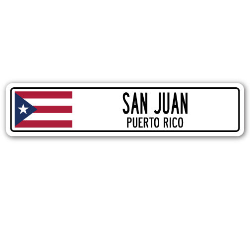 SAN JUAN PUERTO RICO Street Sign Puerto Rican American flag