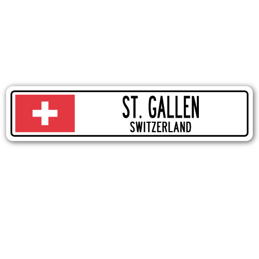 ST. GALLEN SWITZERLAND Street Sign Swiss flag city country road wall ...