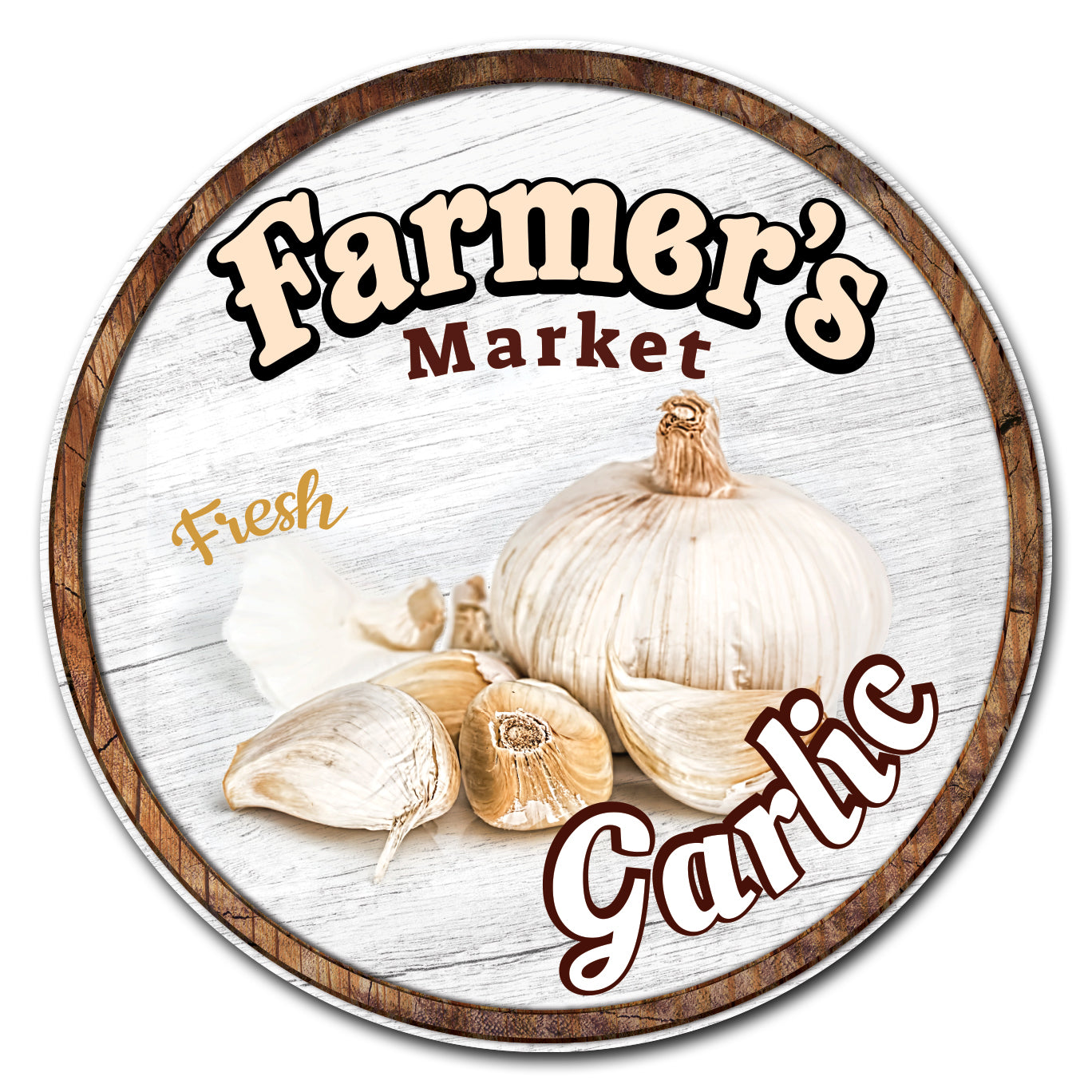 Farmer’s Market Garlic Circle Yard Sign, Rigid Plastic Or Decal