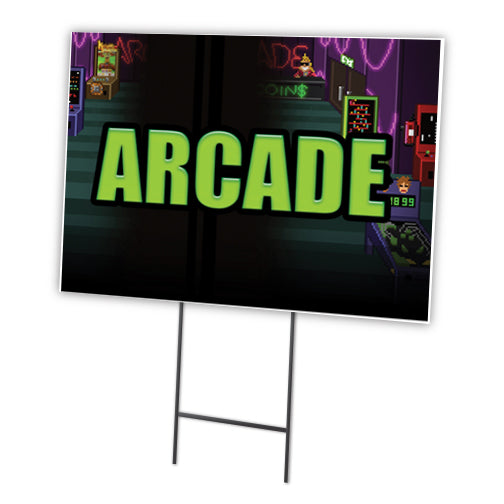 Arcade Yard Sign & Stake outdoor plastic coroplast window