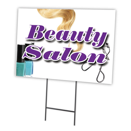 Beauty Salon Yard Sign & Stake outdoor plastic coroplast window
