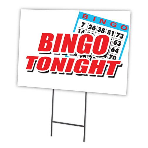 Bingo Tonight Yard Sign & Stake outdoor plastic coroplast window