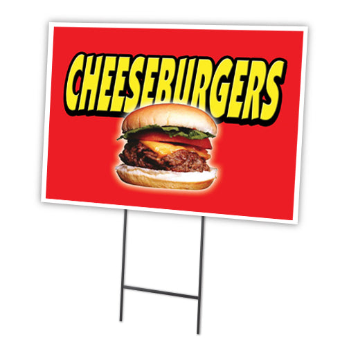 Cheeseburgers Yard Sign & Stake outdoor plastic coroplast window