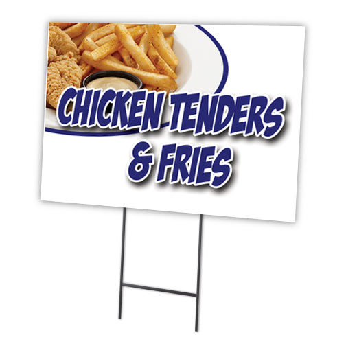 Chicken Tenders & Fries Yard Sign & Stake outdoor plastic coroplast window