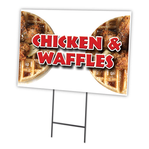Chicken & Waffles Yard Sign & Stake outdoor plastic coroplast window