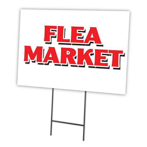 Flea Market Yard Sign & Stake outdoor plastic coroplast window