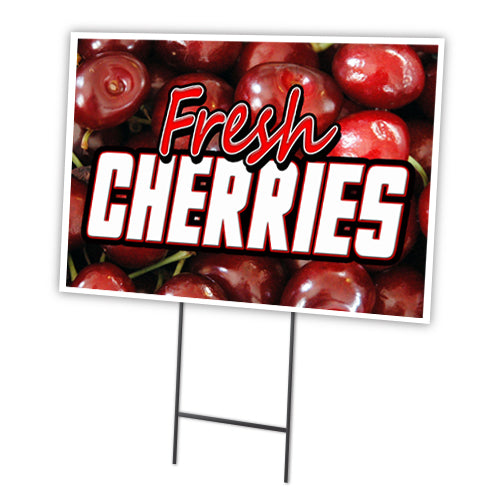 Fresh Cherries Yard Sign & Stake outdoor plastic coroplast window