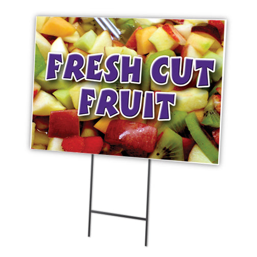 Fresh Cut Fruit Yard Sign & Stake outdoor plastic coroplast window