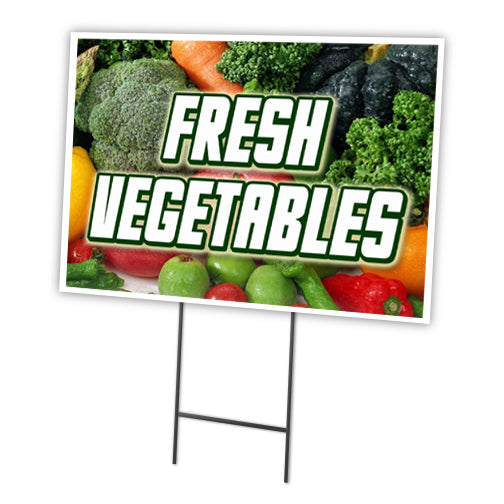 Fresh Vegetables Yard Sign & Stake outdoor plastic coroplast window