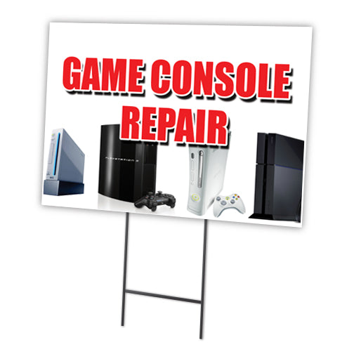 Game Console Repair Yard Sign & Stake outdoor plastic coroplast window