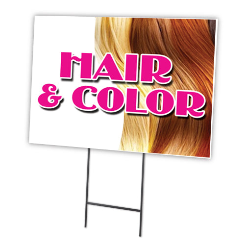 Hair & Color Yard Sign & Stake outdoor plastic coroplast window