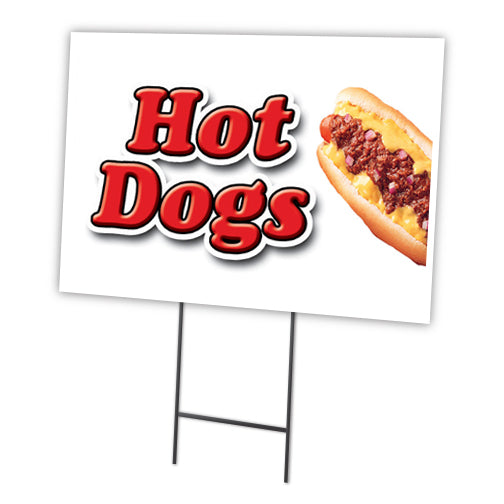 Hot Dogs Yard Sign & Stake outdoor plastic coroplast window
