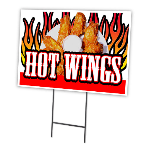 Hot Wings Yard Sign & Stake outdoor plastic coroplast window