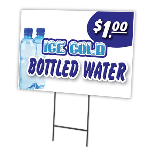 Ice Bottled Water Yard Sign & Stake outdoor plastic coroplast window