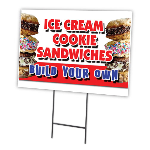 Ice Cream Cookie Sandwi Yard Sign & Stake outdoor plastic coroplast window