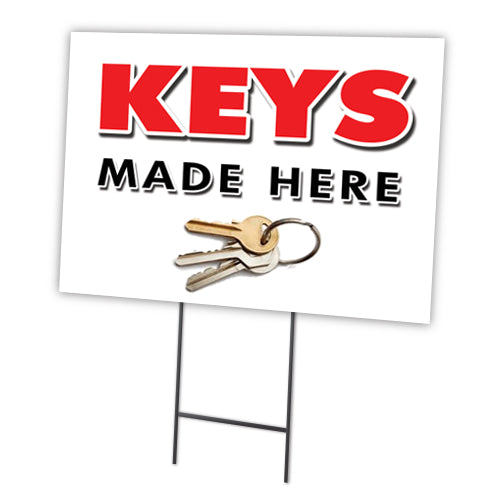 Keys Made Here Yard Sign & Stake outdoor plastic coroplast window