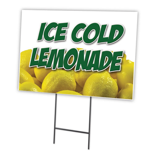 Ice Cold Lemonade 1 Yard Sign & Stake outdoor plastic coroplast window