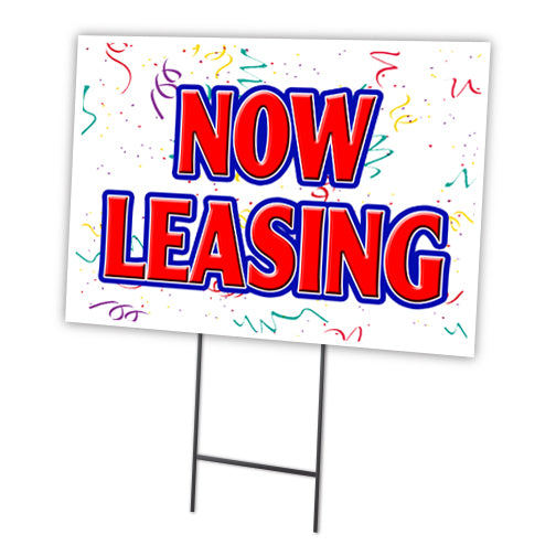 Now Leasing Yard Sign & Stake outdoor plastic coroplast window