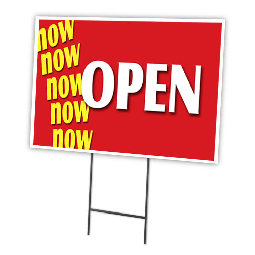 Now Open Yard Sign & Stake outdoor plastic coroplast window