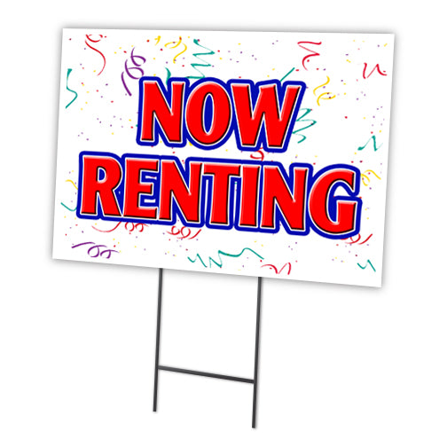 Now Renting Yard Sign & Stake outdoor plastic coroplast window