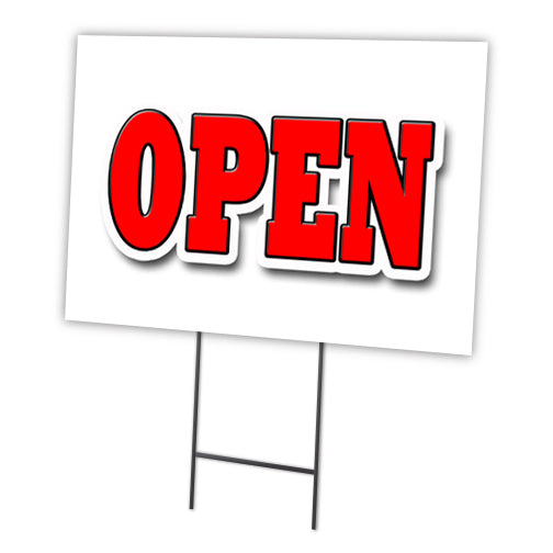 Open Yard Sign & Stake outdoor plastic coroplast window