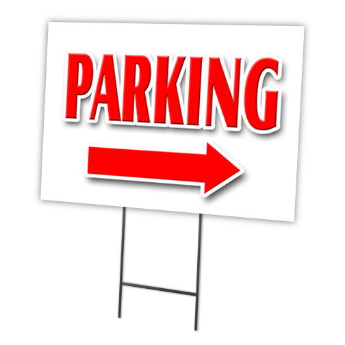 Parking Right Arrow Yard Sign & Stake outdoor plastic coroplast window