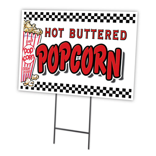 Popcorn Yard Sign & Stake outdoor plastic coroplast window