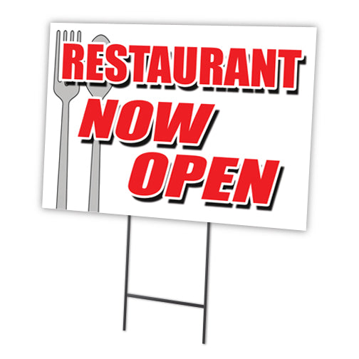 Restaurant Now Open Yard Sign & Stake outdoor plastic coroplast window
